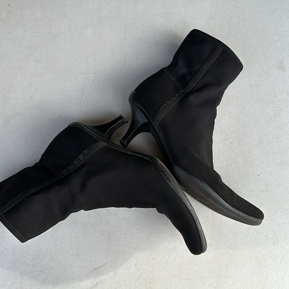 PRADA SPORT | Black Nylon Pointed Toe Kitten Heel Ankle Boots - Picture 6 of 12